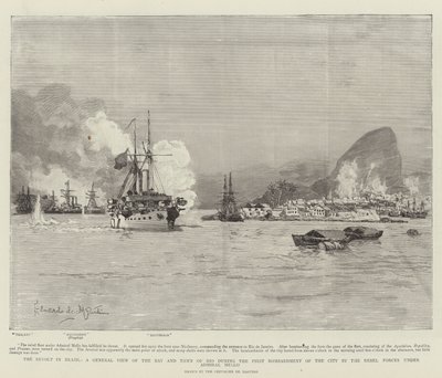 La révolte au Brésil, vue générale de la baie et de la ville de Rio lors du premier bombardement de la ville par les forces rebelles sous l